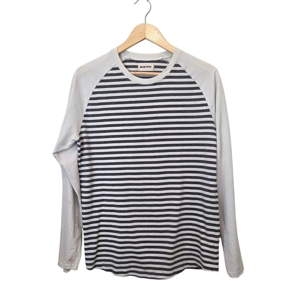 Taylor Stitch Striped Raglan Long Sleeve Shirt 90s Grunge Cobain Style Mens 40 M